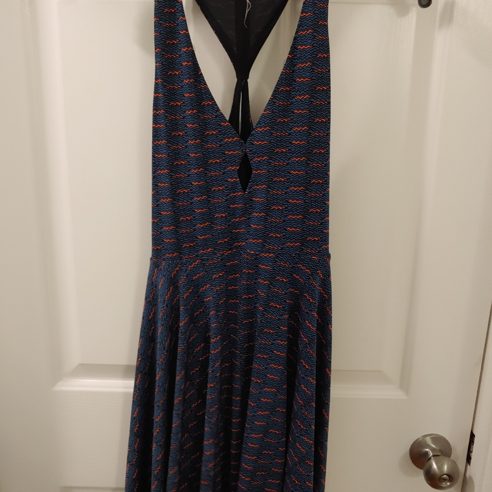 Blue and orange razorback dress